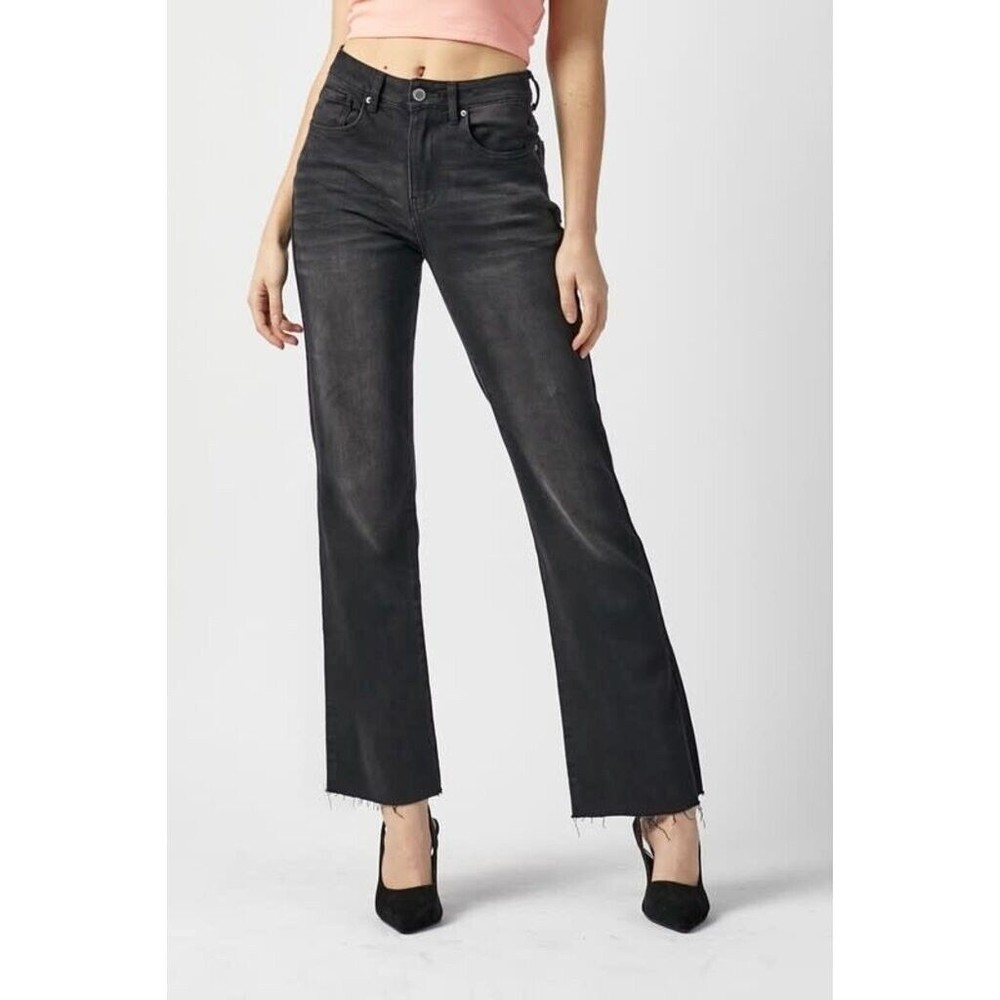 RISEN LOS ANGELES BLACK DISTRESSED HIGH-RISE W/ Slits JEANS..! Size 25 waist